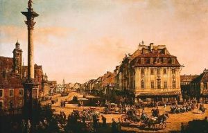 Reprodukcja Krakowskie Przedmieście od strony kolumny Zygmunta Bernardo Bellotto Canaletto