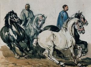 Reprodukcja Stajenni na koniach Piotr Michałowski