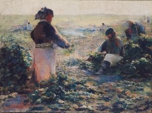 Reprodukcja Kopanie buraków Leon Wyczółkowski