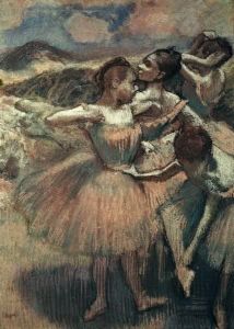 Reprodukcja Four dancers on stage Edgar Degas