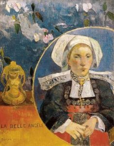 Reprodukcja The Beautiful Angele (Madame Angele Satre the Innkeeper at PontAven) 1889 Paul Gauguin