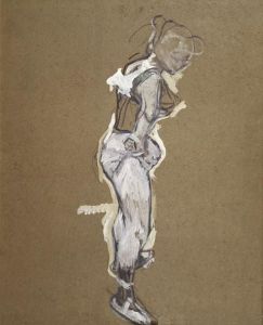 Reprodukcja Trapeze artist getting dressed 1890 Henri de Toulouse Lautrec