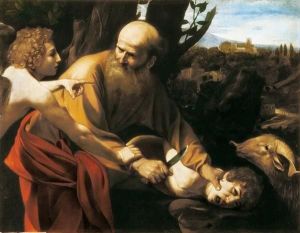 Reprodukcja Sacrifice of Isaac (Sacrificio di Isacco) ca. 1603 Michelangelo