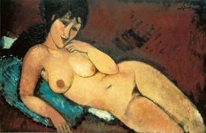 Reprodukcja Nude on a Blue Cushion 1917 Amedeo Modigliani