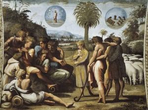 Reprodukcja Joseph Explaining His Dreams to his Brothers 15181519 Rafael Santi