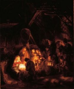 Reprodukcja The Adoration of the Shepherds 1646 Rembrandt