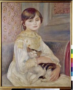 Reprodukcja Julie Manet mit Katze Auguste Renoir