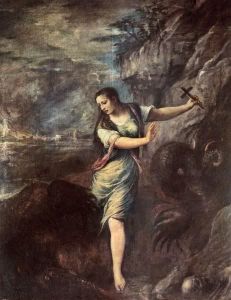 Reprodukcja Saint Margaret 1562 Tiziano Vecello (Tycjan)