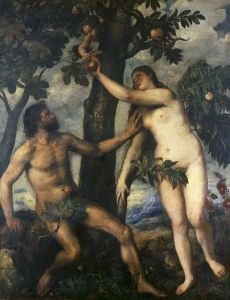 Reprodukcja Adam and Eve 1560 Tiziano Vecello (Tycjan)