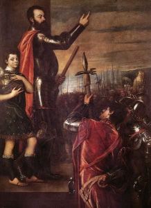 Reprodukcja Speech of the Marquis of Vasto 1539 1541 Tiziano Vecello (Tycjan)