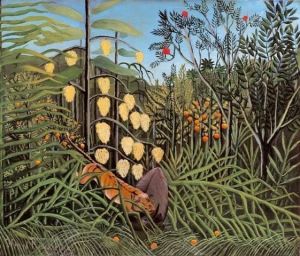 Reprodukcja In a Tropical Forest Struggle between Tiger and Bull 1908 1909 Henri Rousseau