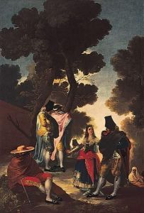 Reprodukcja The Maja and the Cloaked Men 1777 Francisco Goya