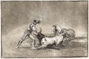 Reprodukcja A Spanish knight kills the bull after having lost his horse 1816 Francisco Goya