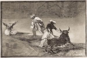 Reprodukcja They (the Moors) play another bull with the cape in an enclosure 1816 Francisco Goya