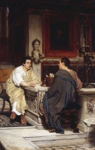 Reprodukcja The Discourse; A Chat Lawrence Alma Tadema