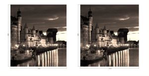 komplet fototapet Gdańsk panorama Żuraw 293 kolorystyka sepia